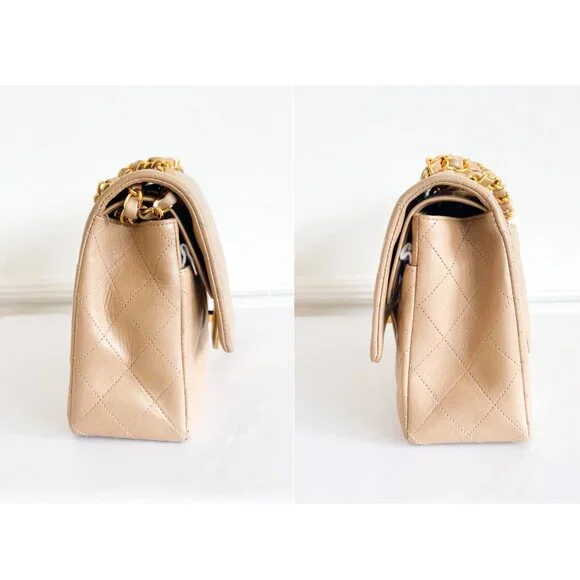 Chanel Double Flap Medium Bag Quilted Lambskin Beige - Picture 5 of 16